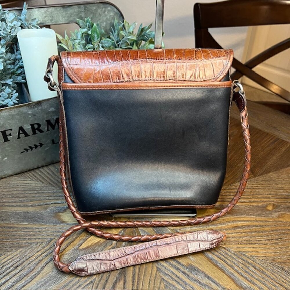 VintageBrighton Black Leather Crocodile Bucket Bag - Picture 3 of 11